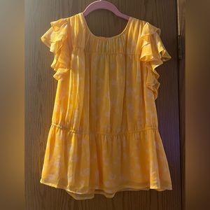 Simply Vera Wang NWOT chiffon yellow with white accents tunic top XL